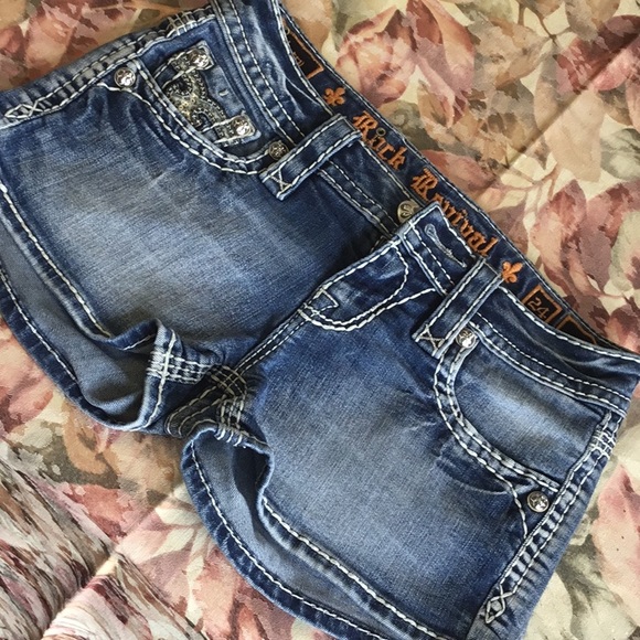 rock revival denim shorts